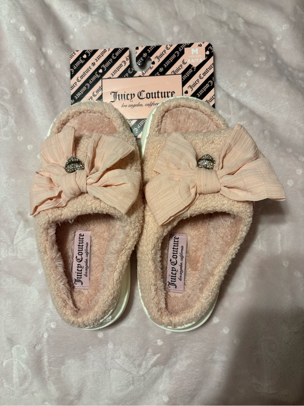 Juicy Couture Pink Plush Slippers